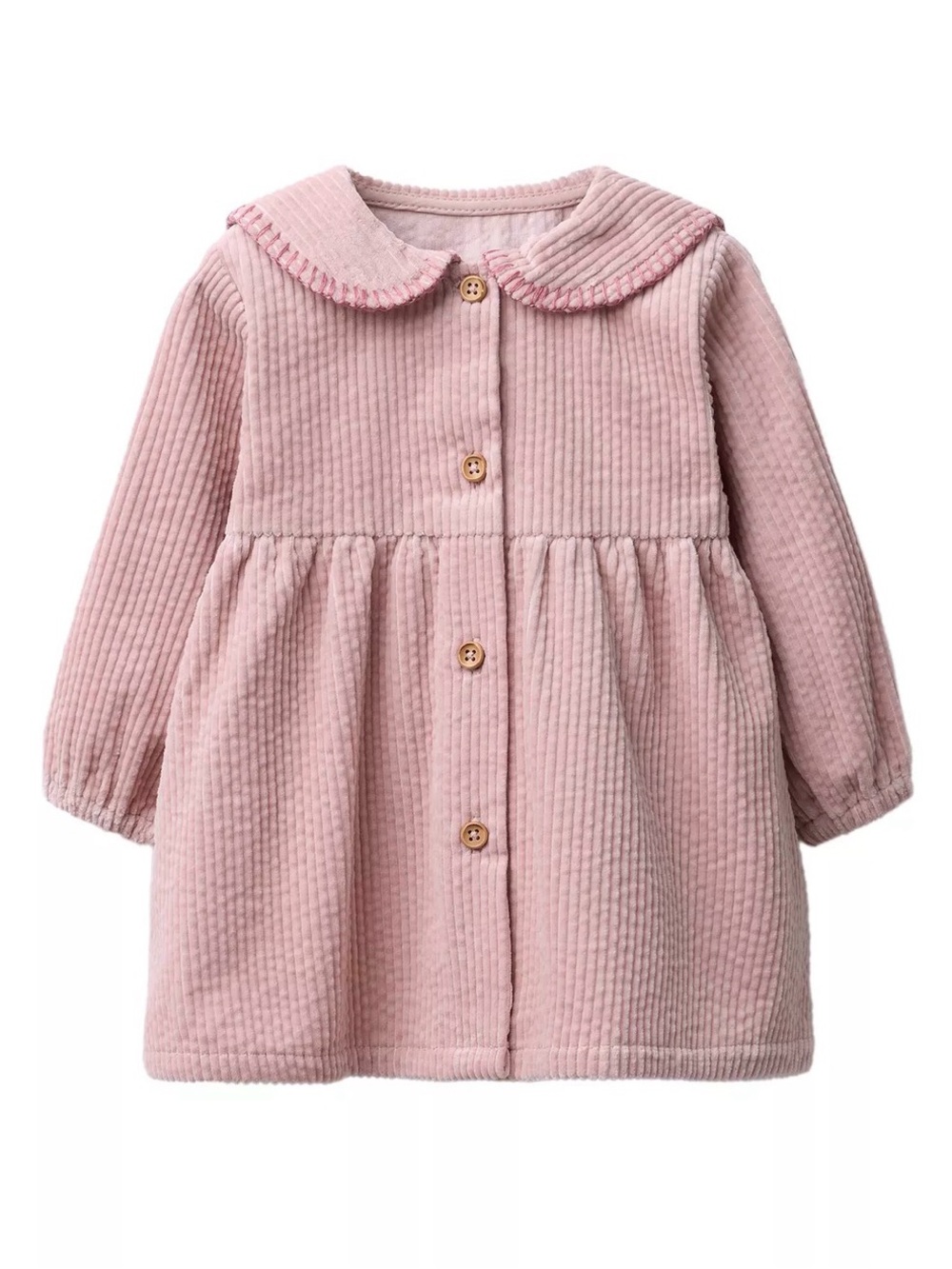 Zara Pink Corduroy Button-Front Kids Dress
